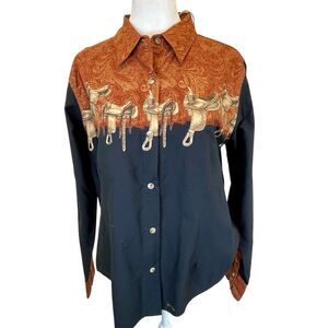 New Bit & Bridle‎ Women's Western Rodeo Size LG (READ) Snap Front-Horse-Saddle